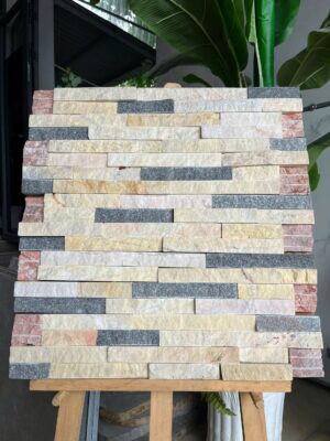 Đá ghép bốn màu 10x50 ốp tường trang trí