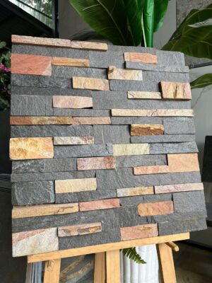 Đá ghép xanh vàng 10x50 ốp tường trang trí